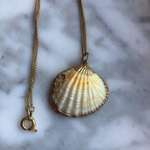 Vintage Gold Trimmed Seashell Necklace
